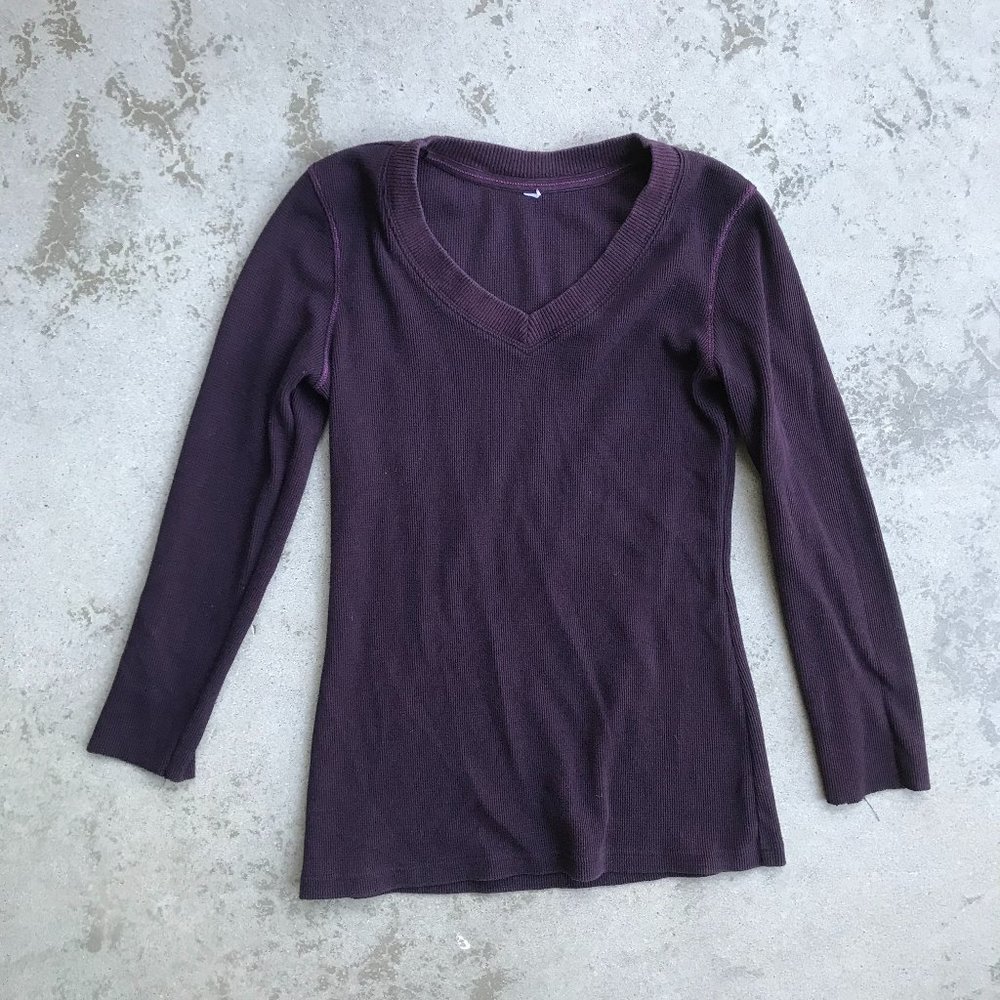 Bundle Sale! Burgundy V-neck Waffle Knit Top